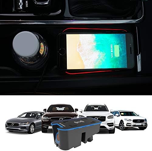 Безжичен полнач за безжичен полнач Kucok Car Mount For For Volvo XC90, XC60, S90L, V90 2017-2023, QC 3.0 Брзо полнење компатибилен со iPhone XS, XR, X, 8, Fit for Samsung S9, S9, S8, S7, S7, Note 8, безжично полнење Уреди