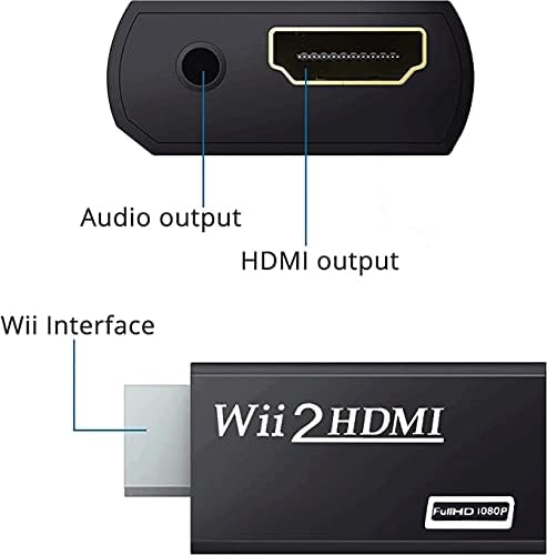 Ogoeen Wii to HDMI Converter 1080p за Full HD уред, Wii2 HDMI адаптер со 5FT HDMI кабел HDMI, со 3,5 mm аудио приклучок и HDMI