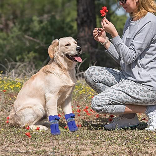 ВЕФСУ 2 пара чизми за кучиња лизгаат шепи заштитени чевли со меки кучиња со ленти за миленичиња додатоци за затворен простор за одење на отворено