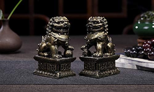 Статуи на лавови на лавови на кучиња Seyee -Bro Foo - пар фигура на кучиња Фенгшуи Фу - Домаќинство честитка да се избегне злобна