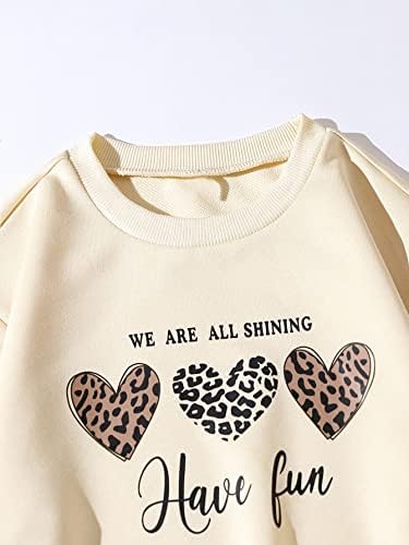 Слоганот За Срце На Девојките на Cozyease Графички Пуловер За Рамо Со Панталони За Суи 2 Парчиња Облека