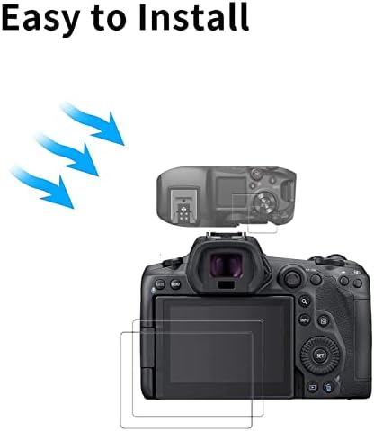 Aiselan for Canon EOS R5C Top + Ector Precater [2 + 2 парчиња], [HD Clear] [9H тврдост] [Anti-Scrach] [Anti-Fingerprint] [Анти-бабл] [Пријателски