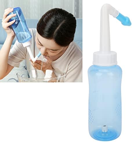 Шише за носна миење, преносно 300 ml наза на наза на носот нос миење синус за плакнење чистач Нети тенџере со јасна скала, млазница