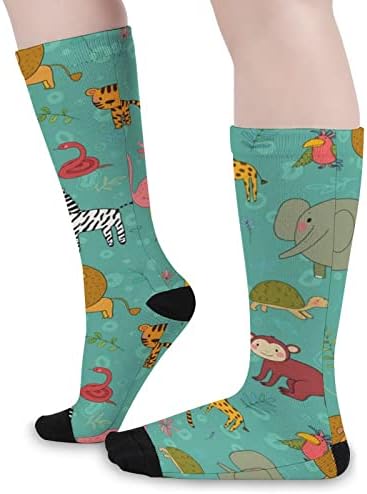 Африкански животни шема печатени чорапи со појавување на бои Атлетски колени високи чорапи за жени мажи