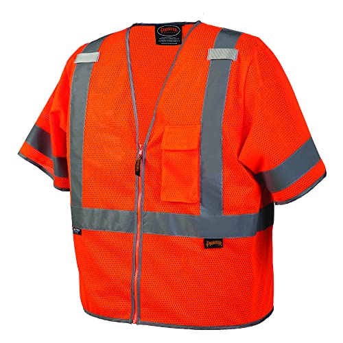 Безбедносен елек за пионер за мажи - Краток ракав Здраво, рефлективен неон, патент, телефонски џеб за работници со висок ризик