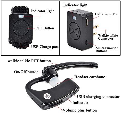 Безбедност на слушалките за радио Bluetooth Hys 2 Way Radio Bluetooth со PTT за Motorola 2-Pin Walkie Talkies CLS1110 CLS1410 CP200 CP185