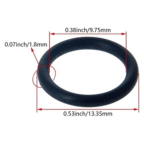 Bettomshin 100pcs нитрилна гума О-прстени, 13,35мм ОД 9,75мм ID 1,8 мм ширина, метричка запечатување на заптивка за запечатување на заптивка