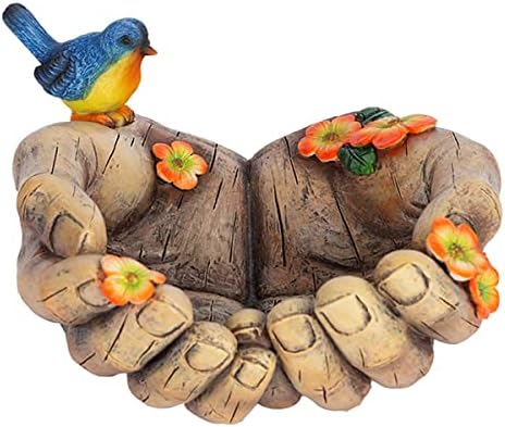 Декор за фидер за птици, дрво лице, уникатни дизајнерски раце што висат градинарски статуи, диво семе од птичји птици