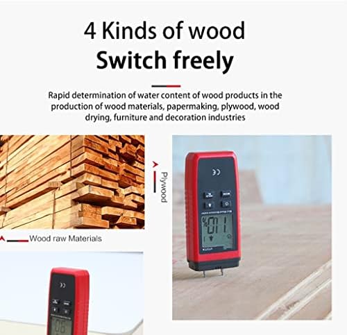 Лукио дигитално дрво навлажнувач и мерач на хигрометар за влажност Тестер хартија од иверица дрвена ЛЦД задно осветлување