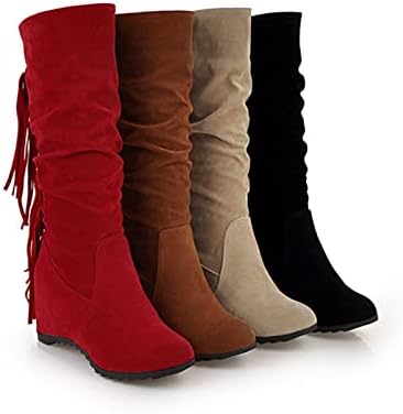 Дожд чизми за жени со големина 11 широки телесни чизми за женски коси во есен и зимска наклон потпетици замрзнати внатрешни чизми за