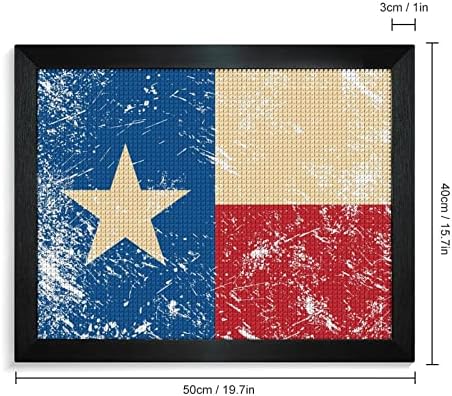 Ретро Тексас знамето тркалезна вежба Дијамантски комплети за сликање со рамка што виси слика за слика за домашен wallид подарок