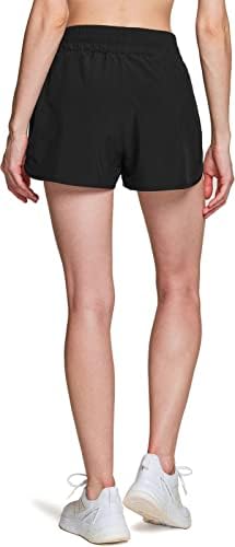 Tsенски шорцеви за жени TSLA, суво вклопување активен спортски тренинг шорцеви, теретана за вежбање атлетски кратки со џебови