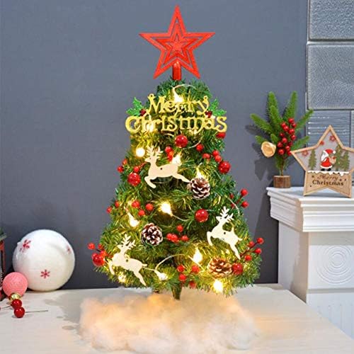 Јумуо мали новогодишни елки со светла, пред-кревет таблета Божиќно дрво за Божиќна свадбена фестивалска забава Декорација-Јас