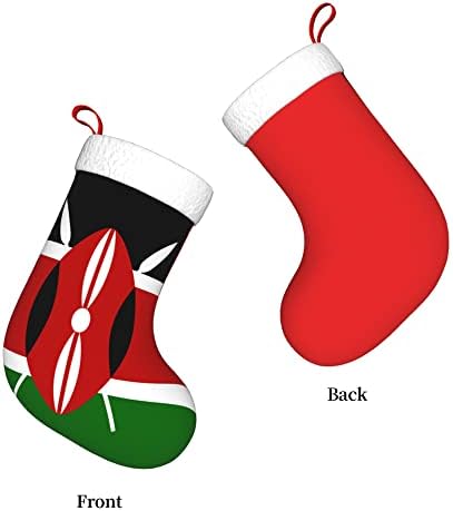 QG ZZX Божиќни чорапи со бело супер меко капно манжетно знаме на Кенија Божиќни чорапи Божиќни украси за порибување