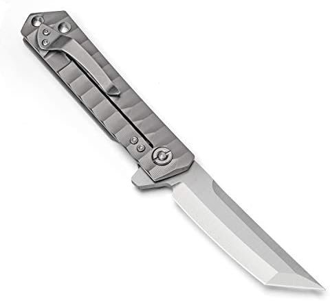 ИВТТ обичен џеб нож за преклопување Танто сечило за лежишта со TC4 титаниум лесна рачка за опстанок на кампување на отворено, подарок за