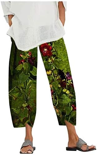 Qtocio цветни печати капри панталони женски широк нога јога палацо панталони обични облечени летни џогир фустан култури панталони