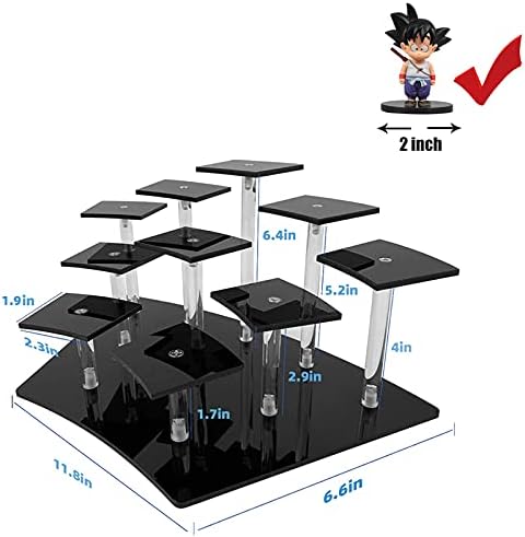 BST Shier Black Acrylic 10 Set Display Stand Riser, Display Stand Sholf for Funko Mystery Minis Figures, Fit за 2 инчи тежина мала