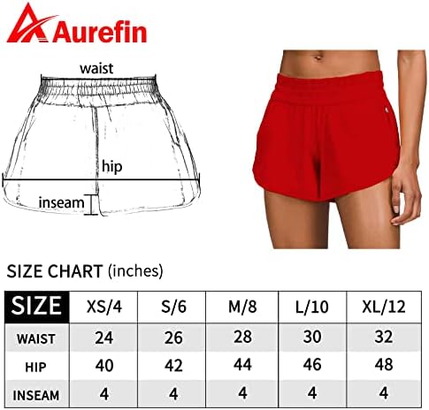 Aurefin 4 '' Shortsенски ниски половини за трчање, брзи суви атлетски шорцеви со лагер и џеб за патент