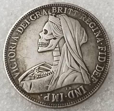 Антички Занает Скитник Монета Потресени Сребро Долар Сребро Круг 868