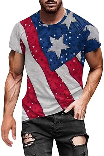Машка машка маичка маичка за машка маица во САД, знаме печатени кошули Брзи суви лабави кошули со кратки ракави за мажи