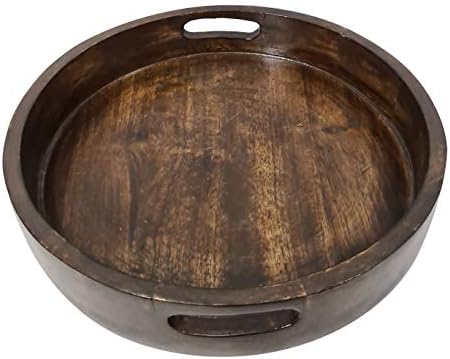 Уникатен стил рачно изработена тркалезна сад за дрва храна што служи чинија за кујнски додатоци со рачки рустикален дизајн отомански