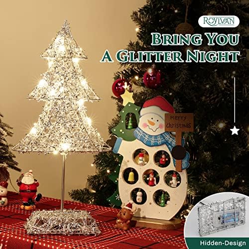 Ројлван Маса Дрво Светилка, 15 Батерија Управувана Божиќна Маса Врвот Дрво Светла Вештачки Декоративни Дрво Светла Со Испреплетени Предиво