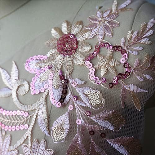 HLDETH 1 сет 2 парчиња розова секвенца цвет од чипка ткаенина извезена наметка апликации јаки меш залепници за венчаница DIY