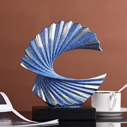 Статуа на смола од сина бранова смола, скулптура на океански бран модерен фанки декор бран морски украс, сина декор, статуа на смола од сина бранова смола модерна ап