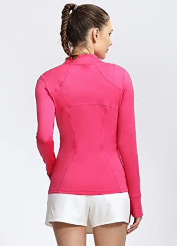 Хиверлеј длабока полу -патент -пуловер патека за патеки за жени со атлетски дефинирани со долг ракав со лесни тешки тежини