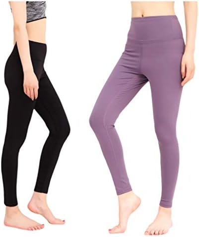 Yooddy 2 пакуваат жени со високи половини, јога панталони Контрола на стомаци Флекс хеланки Фитнес трчање хулахопки