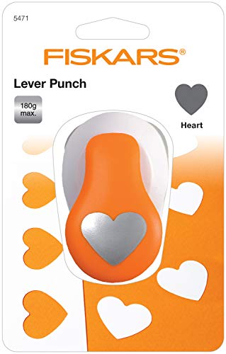 Фискарс лост Панч М- срце, 2,5 см, за лева и десна употреба, квалитетен челик/пластика, бел/портокал, 1004646