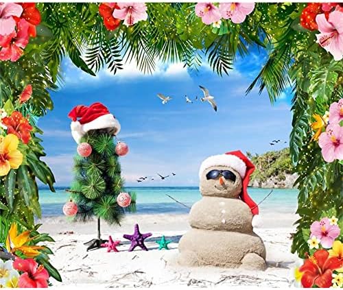 Тропска Божиќна позадина 10x8ft ткаенина Божиќ во јули забави украси летни приморски празници Божиќна прослава хавајска плажа
