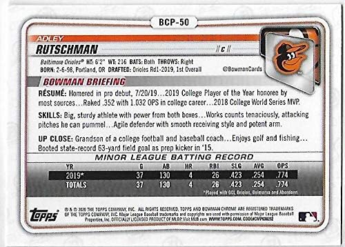 2020 Bowman Chrome Properces BCP-50 Adley Rutschman Baltimore Orioles MLB Baseball Card NM-MT