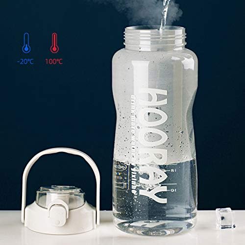 Qiancarolbd Половина галон шише со вода со слама, шише со спортски вода со голем капацитет, шише со вода со рачка, отпорен на вода, модерна