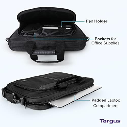Таргус лаптоп торба за 15,6 лаптопи, компјутерска торба за носење на уреди до 15,6, тенок лаптоп торба за жени или торба за гласни