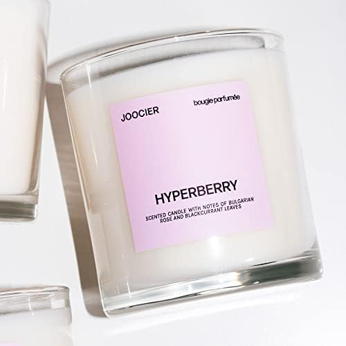 ЈООЦИЕР | Hyperberry свеќа- Бугарска роза, црна рибизла | Мирис инспирирана од свеќи 10 мл 70+ час согорување на време двојно плетенка, луксузен