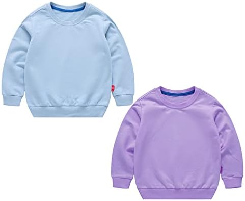 Lnicear деца момчиња девојчиња солиден памук пуловер екипаж, џемпер, маичка за маички, обични врвови со маици со долг ракав