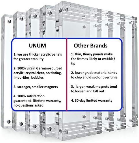 Unum Clear Acrylic 5x7 Рамка за слика: Магнетски лебдечки рамки за слики/штандови за приказ на фотографии - безделен држач за двострани