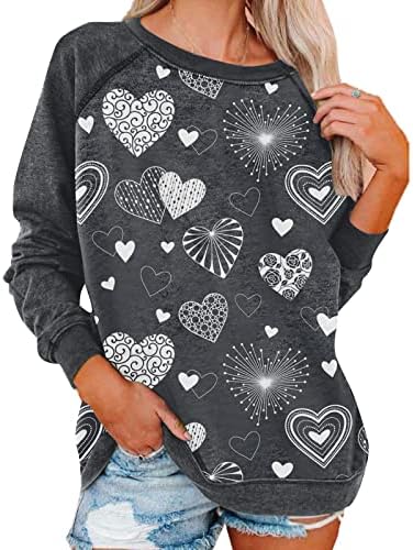 JJHAEVDY WONTER LOKE Heart Sweatshirt Love Heart Heart Letter Print Sweatshirt Graphic Pullover Pullover Tops Bluze