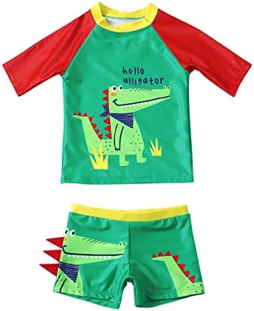 Среден сет летен цртан филм за пливање деца деца за капење облека за капење, облеки поставува момчиња бебе девојки зелени 5T