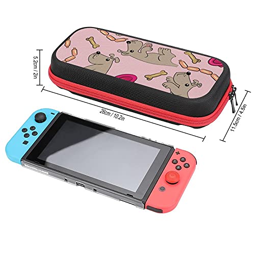 Носење случај за Nintendo Switch Case Cartoon Cartoon Animal Dog ChockProof Тешка обвивка за обвивка на куќиште со 20 слотови за картички за игри, внатрешен џеб за радост и додатоци
