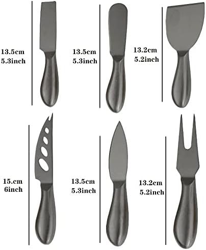 6-парчиња ножеви за сирење Поставете премиум колекција за ножеви со сирење од не'рѓосувачки челик со кутија за подароци