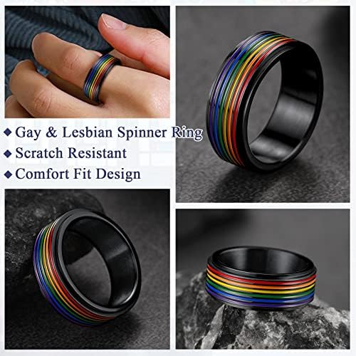 FaithHeart LGBT гордост Виножито Фиџет прстени, не'рѓосувачки челик/18к злато позлатена loveубов е loveубовен накит за мажи жени персонализирани