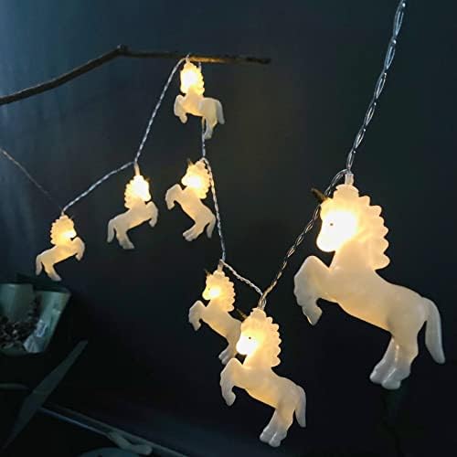 Детска соба симпатична животинска еднорог коњски предводени жици светла за празнични светла wallидни прозорец дрво декоративни светла забава