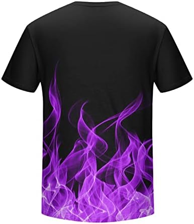 Машки 3Д дигитални печатени маици летни кратки ракави Обични тимови Стилски пламен печатење графички врвови што излегуваат на врвови
