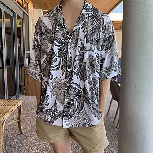 2023 година Нова машка лабава лабава цветна печатена плажа Хавајски краток ракав копче надолу за гроздобер фустан кошула мажи