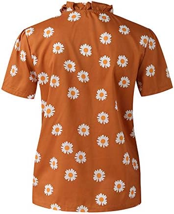 Краток обичен облечен врвен печати лето летово женски цветни маици со маица со маица за ракави на женски ситни врвови на врвови на врвови