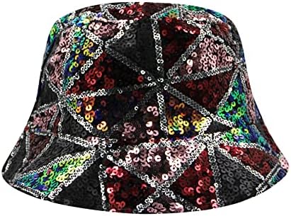Rarityus unisex геометриска корпа капа за реверзибилна двојна облека сјајни секвенци Сонце капа за жени кои патуваат плажа на отворено