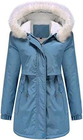 Дасеис руно поставена со качулка Парка јакна, зимско трчање палто за женски долги долги ракави, случајно копче надолу памук