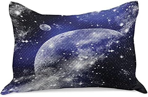 Ambesonne Space плетен ватенка перница, галаксиска маглина полна месечина фаза starвездена ноќна небесна орбита за дома и домови, стандардна
